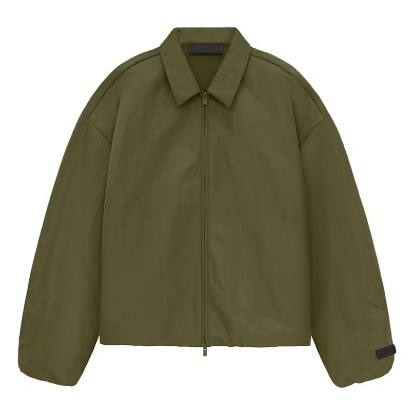 FEAR OF GOD ESSENTIALS Textured Nylon Trucker Jacket - Military (FW24)