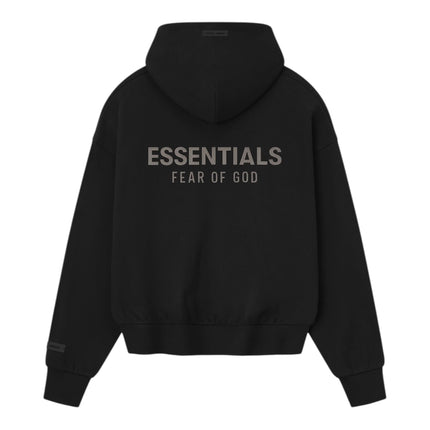 FEAR OF GOD ESSENTIALS Classic Fleece Zip-Up Hoodie - Jet Black (SS25)