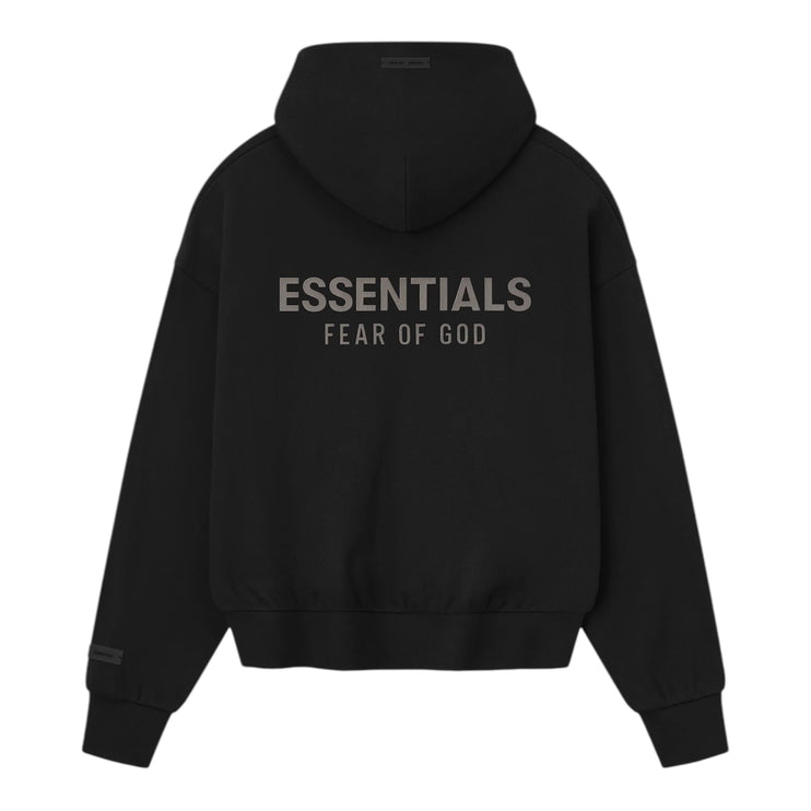 FEAR OF GOD ESSENTIALS Classic Fleece Zip-Up Hoodie - Jet Black (SS25)