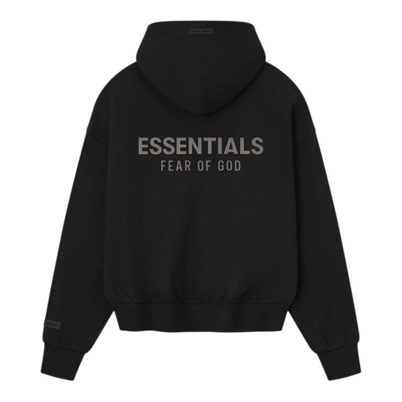 FEAR OF GOD ESSENTIALS Classic Fleece Zip-Up Hoodie - Jet Black (SS25)
