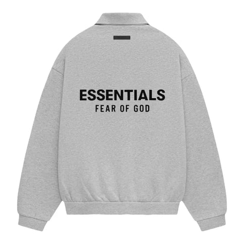 FEAR OF GOD ESSENTIALS Fleece Polo - Light Heather Grey (Holiday 2024)