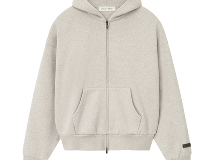 FEAR OF GOD ESSENTIALS Classic Fleece Zip-Up Hoodie - Heather Stone (SS25)