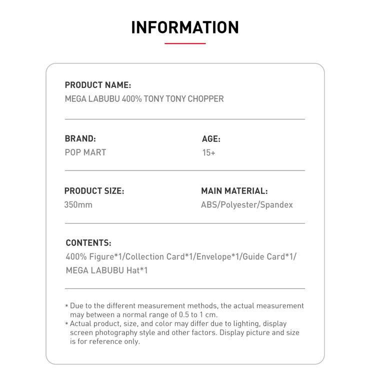 Pop Mart Labubu The Monsters x One Piece Mega Labubu Tonytony Chopper 400%