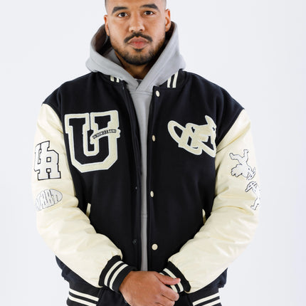UNDERRATED x IMMORTAL FATE Varsity Jacket - Black/Cream