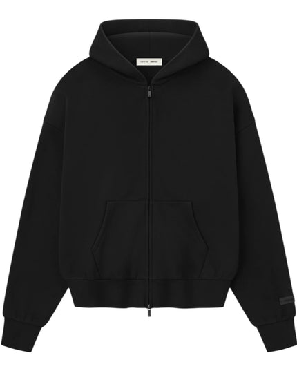 FEAR OF GOD ESSENTIALS Classic Fleece Zip-Up Hoodie - Jet Black (SS25)