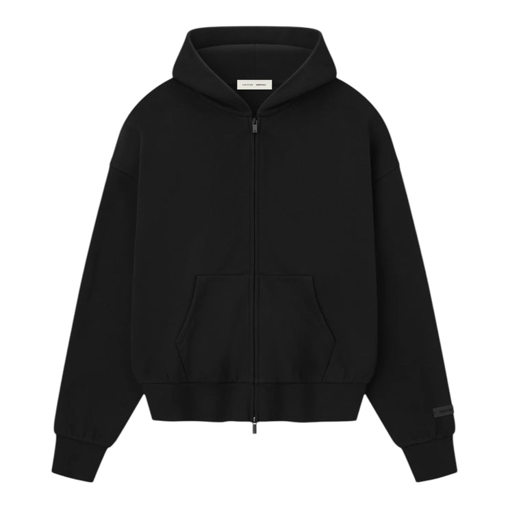 FEAR OF GOD ESSENTIALS Classic Fleece Zip-Up Hoodie - Jet Black (SS25)