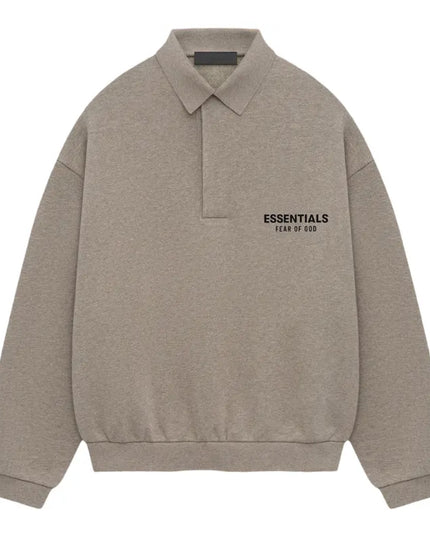 FEAR OF GOD ESSENTIALS Fleece Polo - Dark Heather Grey (Holiday 2024)