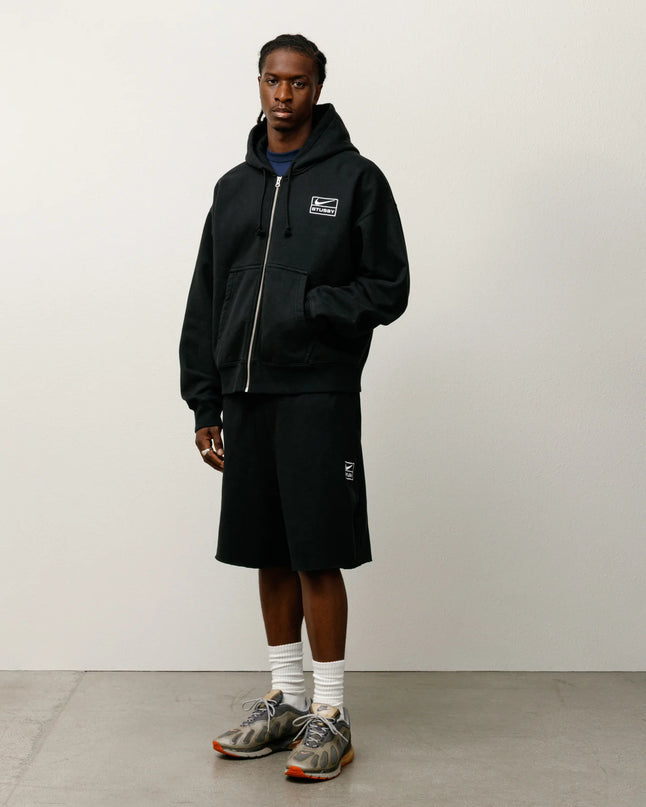 Stussy x Nike Stone Washed Fleece Zip Hoodie - Black (FW25)