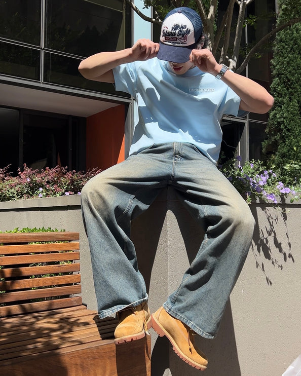 UNDERRATED Classic Logo T-Shirt - Sky Blue