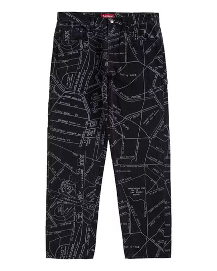 Supreme Gonz Map Denim Painter Pant - Washed Black (SS19)