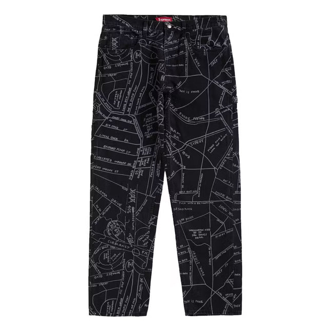 Supreme Gonz Map Denim Painter Pant - Washed Black (SS19)