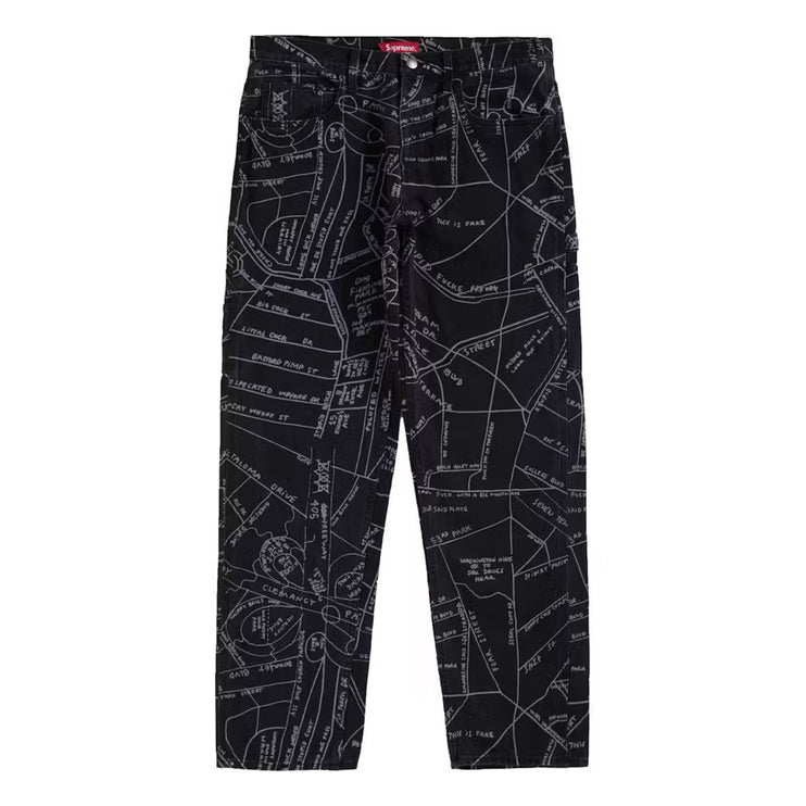 Supreme Gonz Map Denim Painter Pant - Washed Black (SS19)