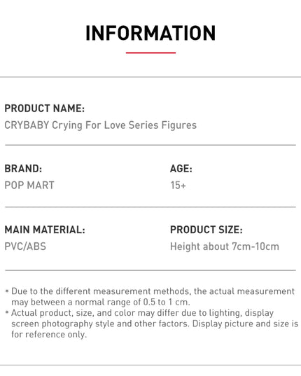 Pop Mart CryBaby Crying For Love Series Figures Blind Box