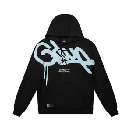 GEEDUP Handstyle Hoodie - Black/Baby Blue