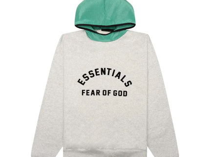 FEAR OF GOD ESSENTIALS Nylon Fleece Hoodie - Light Heather Grey/Mint Leaf (SS24)