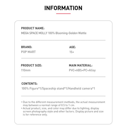 Pop Mart Mega Space Molly Blooming Series Golden Wattle 100%