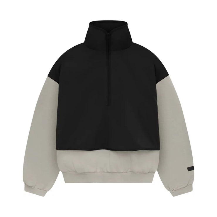 FEAR OF GOD ESSENTIALS Nylon Fleece Half Zip Sweater - Seal/Jet Black