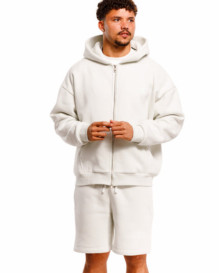 UNDERRATED Stamp Zip Hoodie - Light Bone