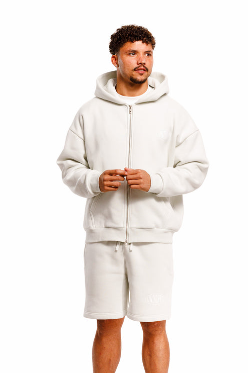 UNDERRATED Stamp Zip Hoodie - Light Bone