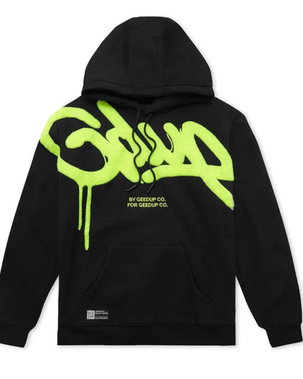 GEEDUP Handstyle Hoodie - Black/Hyper Yellow