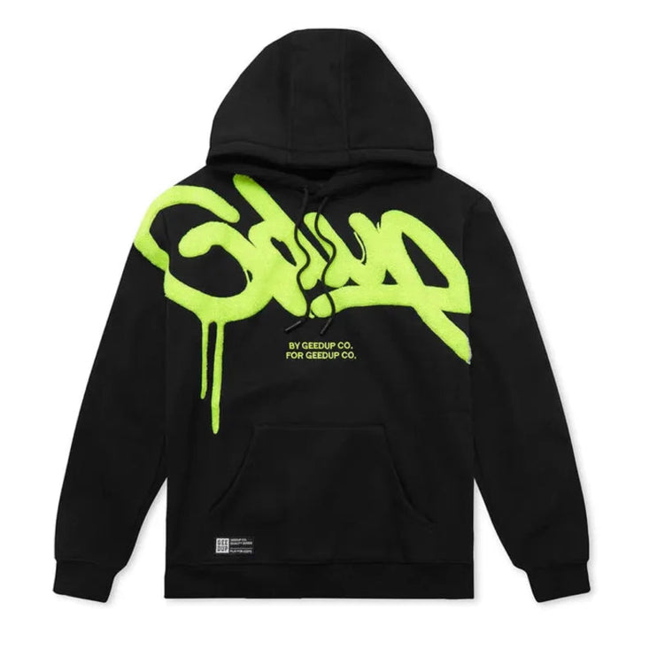 GEEDUP Handstyle Hoodie - Black/Hyper Yellow