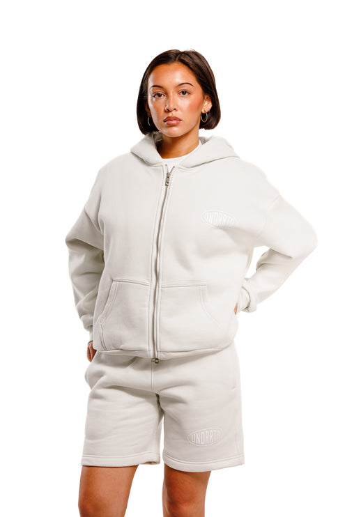 UNDERRATED Stamp Zip Hoodie - Light Bone