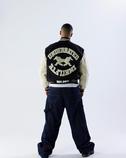 UNDERRATED x IMMORTAL FATE Varsity Jacket - Black/Cream