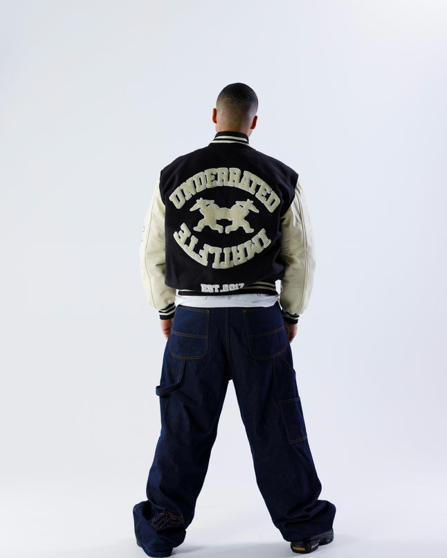 UNDERRATED x IMMORTAL FATE Varsity Jacket - Black/Cream