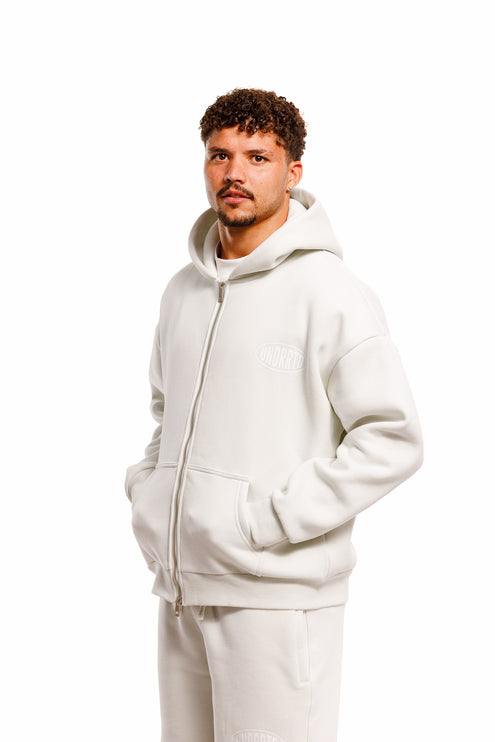 UNDERRATED Stamp Zip Hoodie - Light Bone