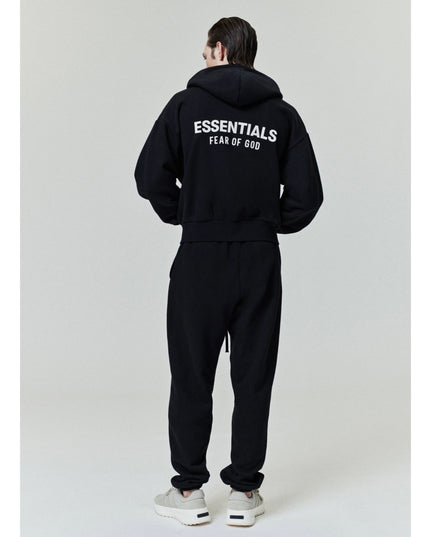 FEAR OF GOD ESSENTIALS Classic Full Zip-Up Hoodie - Jet Black