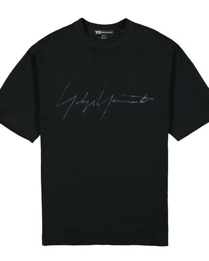 Adidas Y-3 Distressed Signature Logo T-Shirt - Black