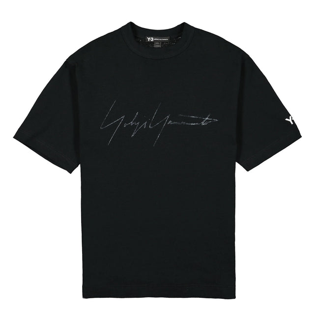 Adidas Y-3 Distressed Signature Logo T-Shirt - Black