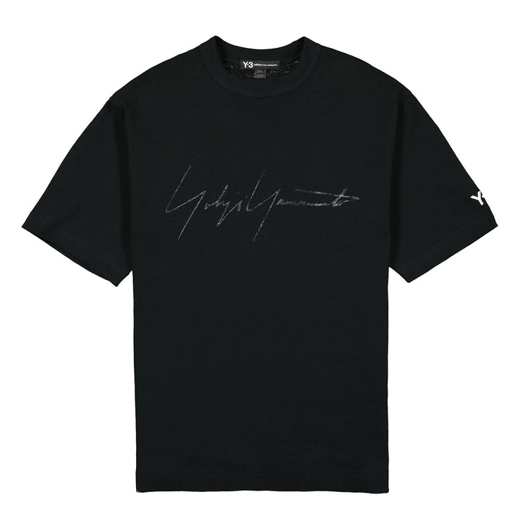 Adidas Y-3 Distressed Signature Logo T-Shirt - Black