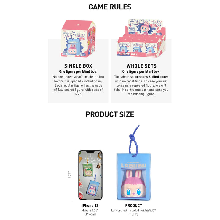 Pop Mart Labubu The Monsters Wacky Mart Series Squishy Charm Blind Box