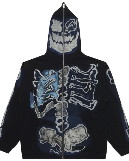 Travis Scott Cactus Jack For Fragment Skeleton Graffiti Full Zip Hoodie