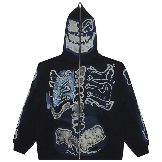 Travis Scott Cactus Jack For Fragment Skeleton Graffiti Full Zip Hoodie