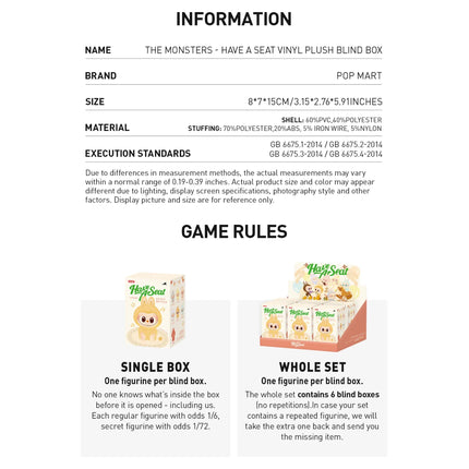 Pop Mart Labubu The Monsters Have a Seat Vinyl Plush Pendant Blind Box