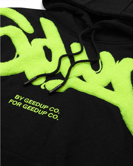 GEEDUP Handstyle Hoodie - Black/Hyper Yellow
