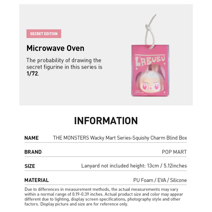 Pop Mart Labubu The Monsters Wacky Mart Series Squishy Charm Blind Box