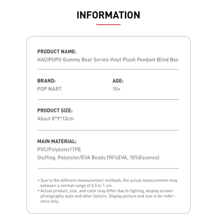 Pop Mart HACIPUPU Gummy Bear Series Vinyl Plush Pendant Blind Box