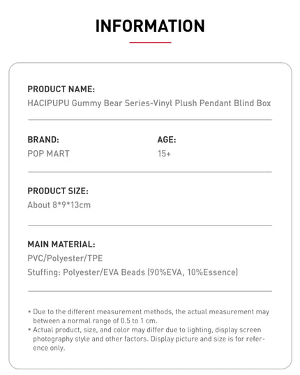 Pop Mart HACIPUPU Gummy Bear Series Vinyl Plush Pendant Blind Box