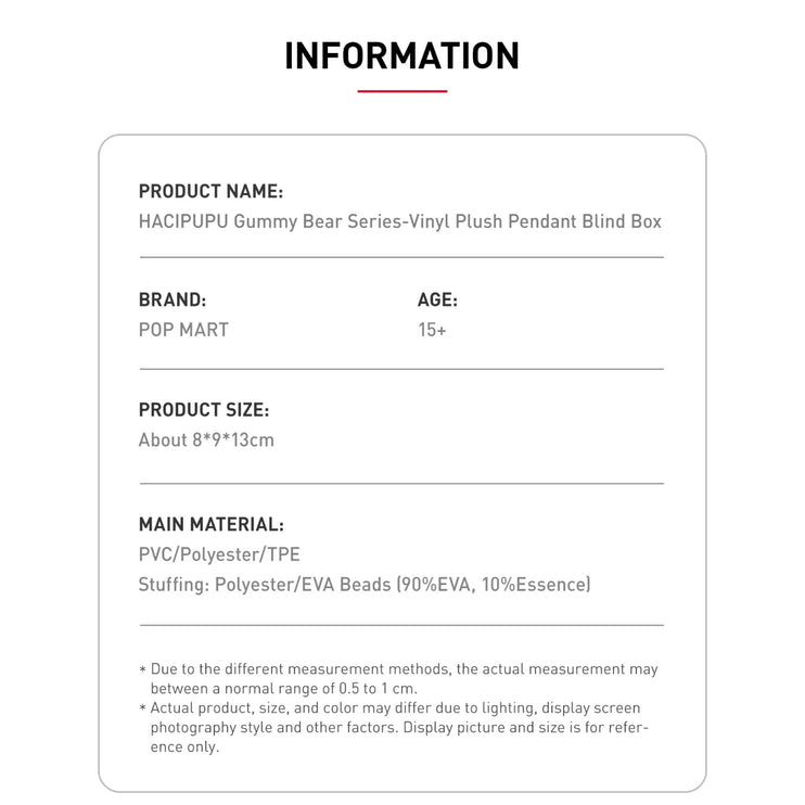 Pop Mart HACIPUPU Gummy Bear Series Vinyl Plush Pendant Blind Box