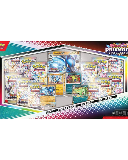 Pokemon TCG Scarlet & Violet - Prismatic Evolutions Lucario ex & Tyranitar ex Premium Collection