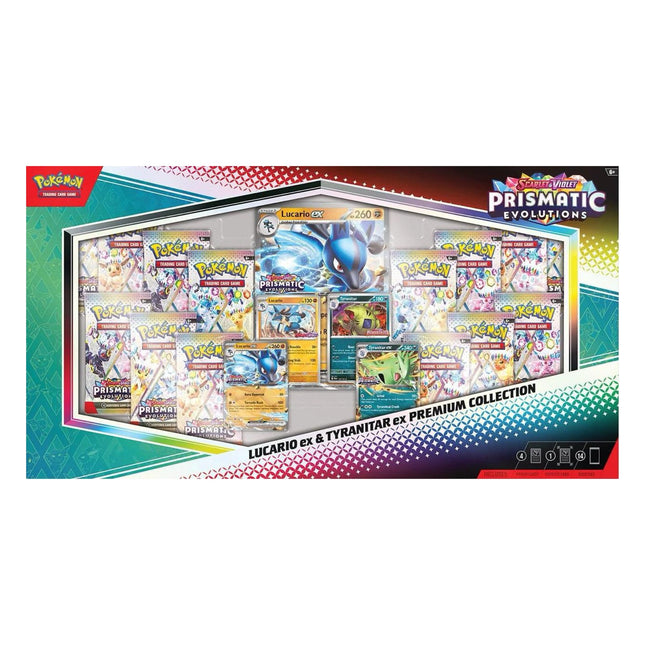 Pokemon TCG Scarlet & Violet - Prismatic Evolutions Lucario ex & Tyranitar ex Premium Collection