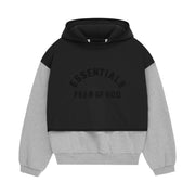 FEAR OF GOD ESSENTIALS Layered Nylon Fleece Hoodie - Light Heather Grey/Jet Black (SS24)