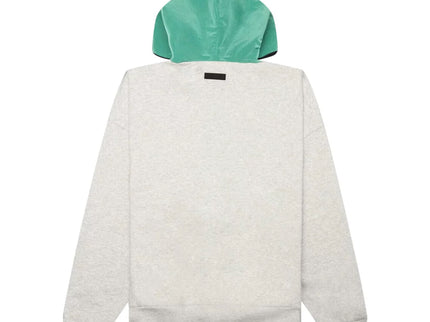 FEAR OF GOD ESSENTIALS Nylon Fleece Hoodie - Light Heather Grey/Mint Leaf (SS24)