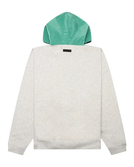 FEAR OF GOD ESSENTIALS Nylon Fleece Hoodie - Light Heather Grey/Mint Leaf (SS24)