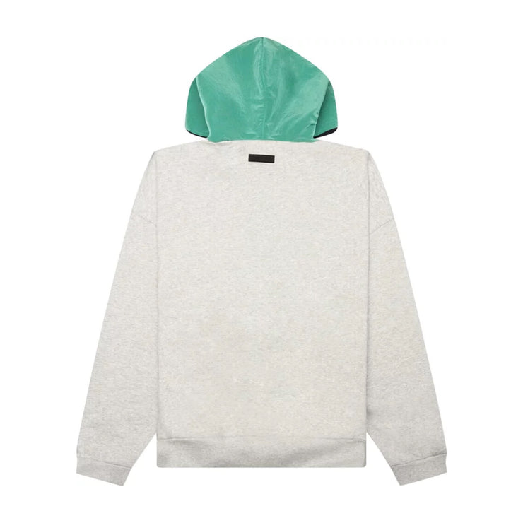 FEAR OF GOD ESSENTIALS Nylon Fleece Hoodie - Light Heather Grey/Mint Leaf (SS24)