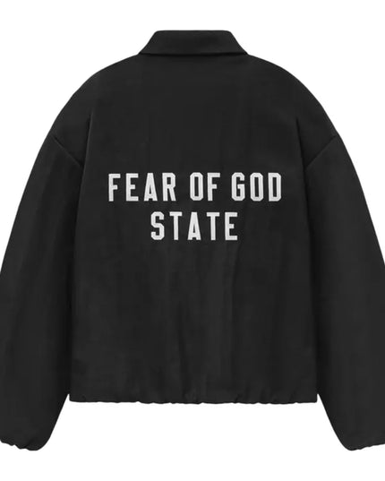 FEAR OF GOD ESSENTIALS Textured Nylon Trucker Jacket - Black (FW24)