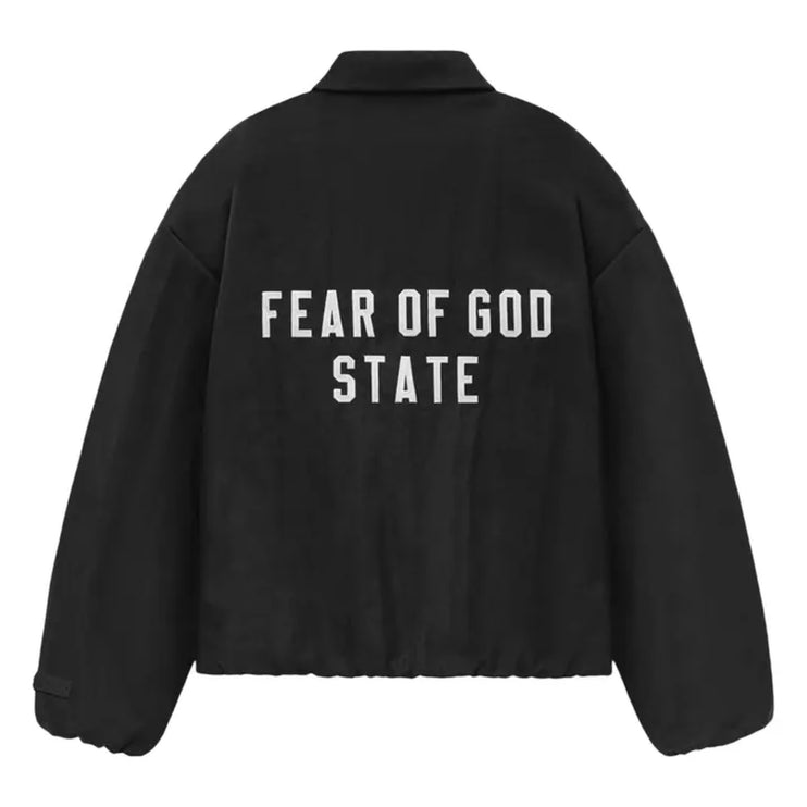 FEAR OF GOD ESSENTIALS Textured Nylon Trucker Jacket - Black (FW24)